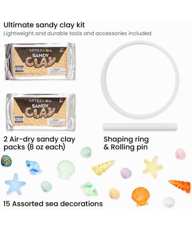 Arteza Kids Air-Dry Modeling Clay Kit - Handprint, Baby Footprint, and Paw Print Keepsake with Sandy Clay Tools - Kids Crafts and Sensory Play - Pack of 2 - Buy Online on GoSupps.com