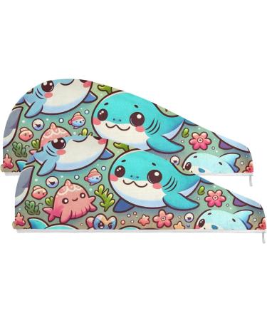 Lovely Whales Hair Towel 2 Pack - Super Absorbent Quick Dry Hair Turbans for Women & Girls - Buy Online on GoSupps.com