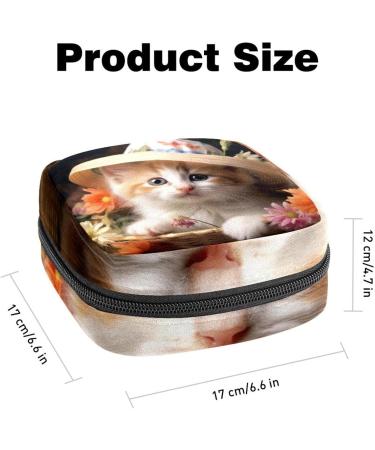 Buy Cute Cat Flower Hat Period Bag - Stylish Sanitary Napkin Storage for Purses | International Shipping Available - Buy Online on GoSupps.com