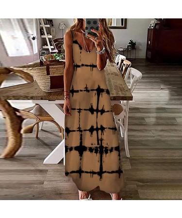 Ronony Sleeveless Maxi Dress for Women | V-Neck Summer Casual Sundress | Colorful Tie Dye Beach Party Dress | XL Long Summer Dress - Buy Online on GoSupps.com