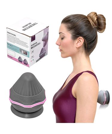 Zsmjaer trigger point presser massager fascia ball massage ball with suction cups massage device for the treatment of muscle pain and tension in the back neck arms and shoulders (pink)