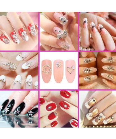Nail Art Rhinestones Kit with Tweezers and Wax Pen - 5 Boxes Gold & Silver Metal Studs, Rivets, Crystal Gems, Colorful Diamonds - Nail Art Supplies - Buy Online on GoSupps.com
