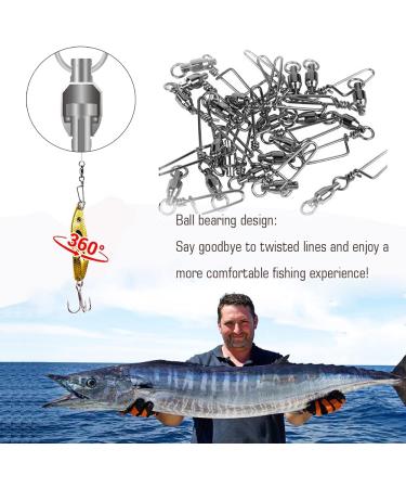 AMYSPORTS Saltwater Fishing Snap Swivel - High Strength Stainless Steel Swivels - Corrosion Resistant - Size 2+2 (48lb) 25 pcs - Buy Online on GoSupps.com