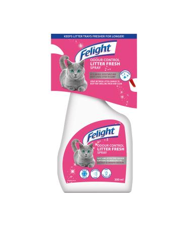 Felight Odour Control Litter Freshner Spray - Gentle Baby Powder Scent Fast and Effective Odour Elimination Clean and Hygienic Litter Trays | Made in the UK (300ml)