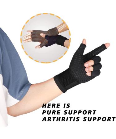 Buy Copper Arthritis Gloves for Pain Relief - Compression Fingerless Gloves for Men & Women - Breathable Non-Slip Design - Ideal for Carpal Tunnel & Swelling - Small/Medium - Buy Online on GoSupps.com