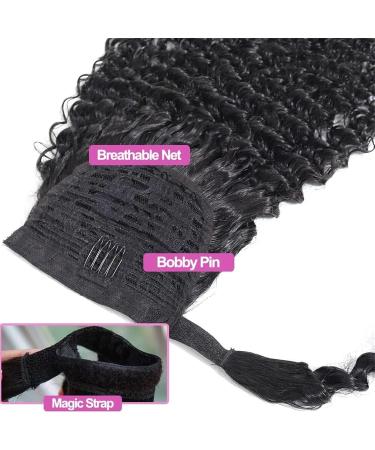Ponytail Extensions Deep Wave Ponytail Extension Clip In Long Wavy Curly Wrap Around Long Ponytail Natural Color Remy Human Hair Extensions for Black Woman for Women(Size:24inch 100g) - Buy Online on GoSupps.com