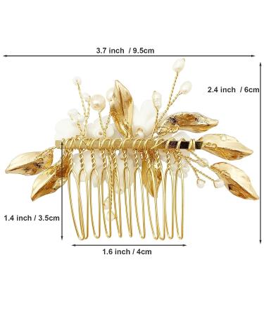 PRETTYLIFE Floral Bridal Hair Piece with Comb - White Pearl Leaf Wedding Hair Accessory for Women - Buy Online on GoSupps.com
