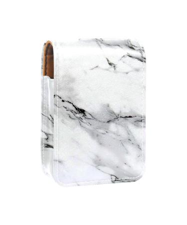 Travel Lipstick Organizer Case Lipstick Case Portable Makeup Bag With Mirror Classic White Marbling L736j9ddnu