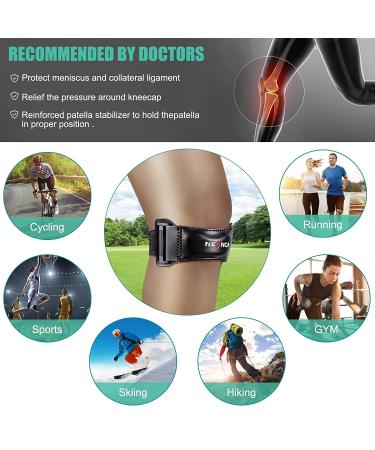 NEENCA 2 Pack Patella Knee Strap with Premium Leather and Gel Pad - Knee Support for Hiking, Basketball, Running - AC-57 (Pair) - Buy Online on GoSupps.com