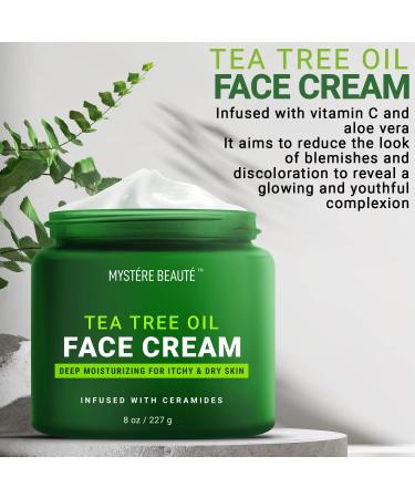 MYST RE BEAUT Tea Tree Oil Face Cream with Vitamin C - Acne Soothing & Wrinkle Reducing Formula - 8 oz - Buy Online on GoSupps.com
