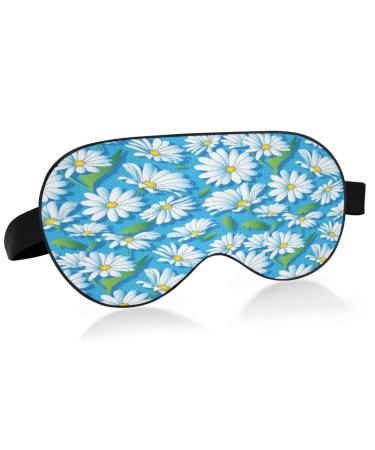 Sleep Mask Light Blocking Flower White Daisy Eye Mask for Sleeping with Adjustable Strap Summer Soft Lightweight Eye Cover Blindfold for Men Women Work Travel Naps