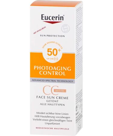 Eucerin Photoaging Control Face Sun CC Cream SPF 50+ | Tinted Medium | 50 ml - Buy Internationally - Buy Online on GoSupps.com