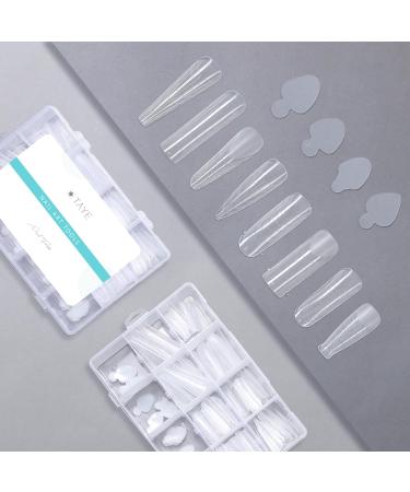 TAYE 288PCS Nail Dual Forms Set Full Nail Forms for Polygel Reusable False Nail Tips Nail Extension Forms Acrylic Nail Dual Forms With Silicone Stickers Nail Tools (8 Styles 12 Sizes) clear-2