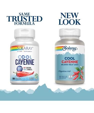 Solaray Cool Cool Cayenne 40,000 HU | Digestion, Circulation & Metabolism Support | 180 VegCaps - Buy Online on GoSupps.com