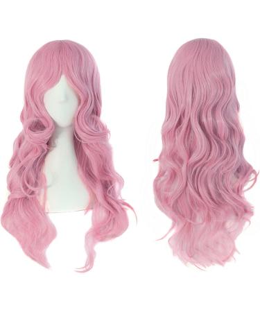 MapofBeauty Pink Long Wavy Hair Synthetic Wig - Women's Party Full Wig - Buy Online on GoSupps.com