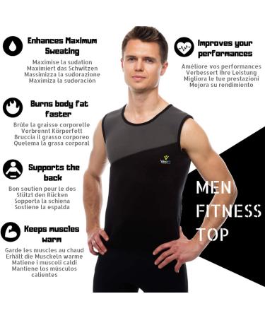 Veofit Men's Sweat Shirt - Neoprene Sauna Vest for Quick Weight Loss | Sizes S-XXXL | Includes Fitness Instructions & Carrying Bag - Buy Online on GoSupps.com