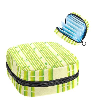 Period Bag Sanitary Napkin Storage Bag Period Pouch Travel Makeup Bag Plant Stripes Green Background Color3391