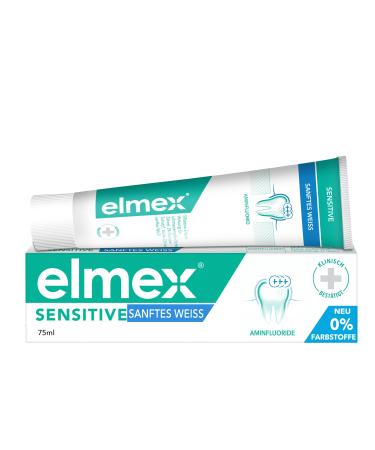 Elmex toothpaste sensitive gentle white 75ml - clinically confirmed tooth cleaning for sensitive teeth - protects and restores the natural tooth white 75 ml (1 Pack)