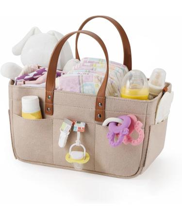 Harilla Baby Wrapping Bag Spacious & Stylish Felt Handbag for Baby Products | Khaki Weekend Organizer | Eco-Friendly & Reusable - Buy Online on GoSupps.com