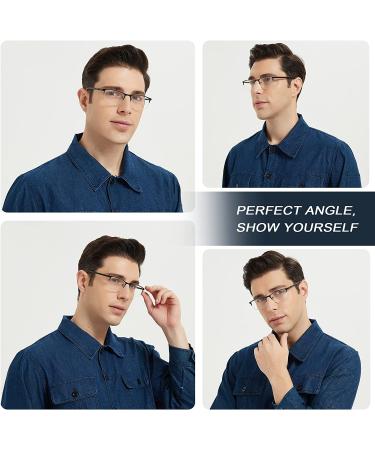 EYEURL 3 Pack Blue Light Blocking Reading Glasses for Men and Women - Rectangular Metal Half Frame Anti-Eyestrain Readers 1.25x - Buy Online on GoSupps.com