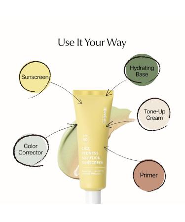Meebak Cica Redness Correcting Sunscreen SPF 50 | Color-Correcting Moisturizer & Tone-Perfecting Primer with Niacinamide & Centella Asiatica | For Fair-to-Medium Skin Tones | Korean Skin Care - Buy Online on GoSupps.com