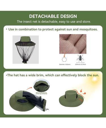 Midge Head Net Hat Grey Nylon Mosquito Head Net with Hat Portable Face Net Mesh with Hat for Outdoor Hiking Camping Climbing Fishing and Walking Green - Buy Online on GoSupps.com