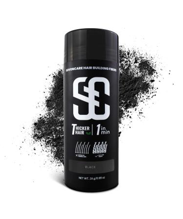 SOVONCARE Hair Fibers for Thinning Hair Black Hair Building Fibers for Bald Spots Undetectable & Natural Conceals Hair Loss Fill In Fine Hair Powder Hair Thicker Instantly for Women & Men 28g
