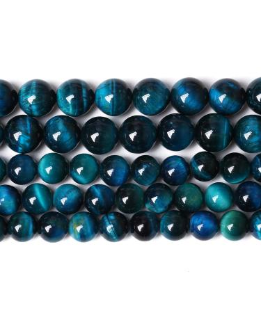 Blue Tiger Eye Gemstone Loose Beads Natural Round Crystal Energy Stone Healing Power for Jewelry Making 6mm 61-63pcs 1 Strand 15" (Blue Tiger Eye, 6mm) Blue Tiger eye 6mm