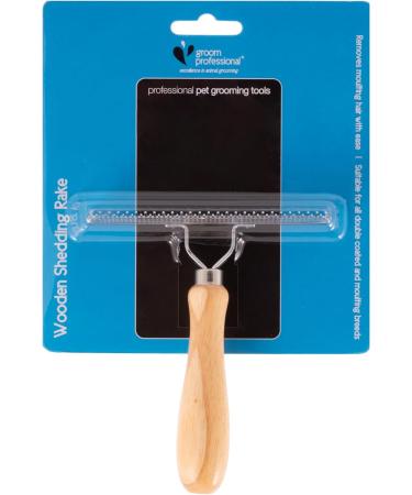 GROOM PROFESSIONAL Wooden Shedding Rake for Dogs - Dog Grooming Rake - Features Both Long and Short Pins for Effective Deshedding of Thick Undercoats - Suitable for all Sized Breeds - Buy Online on GoSupps.com