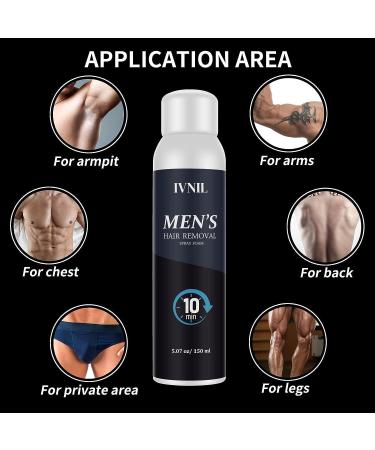 IVNIL Hair Removal Spray Foam for Men - Effective & Painless Depilatory Cream for Underarm, Chest, Back, and Legs - Suitable for All Skin Types - Buy Online on GoSupps.com