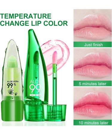 Boloshine Aloe Vera Lip Balm Set Magic Temperature Color Change Aloe Vera Lip Oil Lipgloss Long Lasting Natural Moisturizing Chapstick for Women Lip Dryness & Cracking Care - Buy Online on GoSupps.com