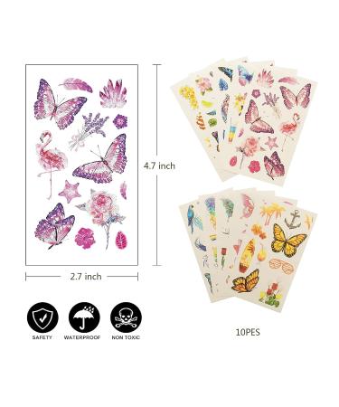 Glitter Butterfly Flowers Temporary Tattoo for Girls - Party Favor & Birthday Decoration - Buy Online on GoSupps.com