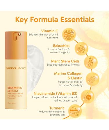Qaana Super Vitamin C Face Serum for Mature Skin: 7-in-One Hydrating Anti-Aging Formula with Vitamin C Hyaluronic Acid Caffeine-Firming Lifting Targets Wrinkles Dark Spots 1 fl oz - Buy Online on GoSupps.com