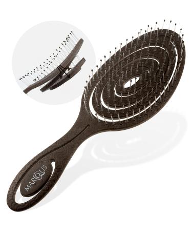 marQus Hair Detangler Brush - Bending Bristles & Body - 1Pcs Tangles with Ease Natural Coffee Brush