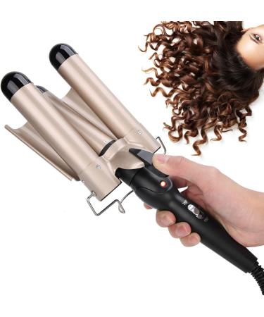 KUIKUI Three Barrel Curling Iron Wand for Effortless S-Shaped Waves - Adjustable Hair Curler Waver Crimper Hair Styling Tool - Buy Online on GoSupps.com