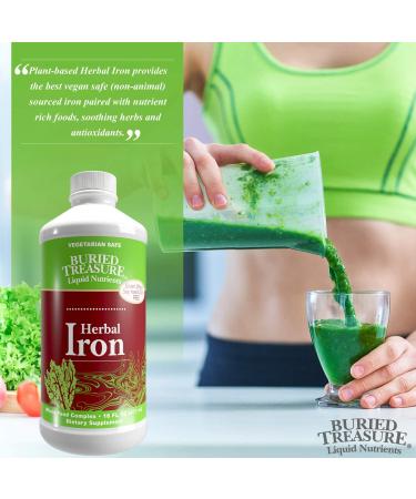 Buried Treasure Herbal Iron Supplement - Liquid Iron 16 oz for Healthy Blood & Iron Levels | Vegan, Non-GMO, Non-Constipating - Buy Online on GoSupps.com