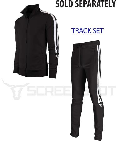 SCREENSHOT Mens Hip Hop Slim Fit Urban Track Pants - Black | Side Taping Streetwear Joggers - Buy Online on GoSupps.com