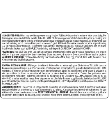 ALLMAX Nutrition - Glutamine Powder - 100% Pharmaceutical Grade - 1000 Gram 1000-Gram - Buy Online on GoSupps.com