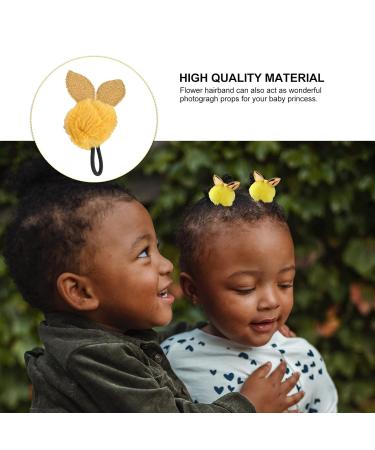 Solustre 8pcs Rabbit Ears Hair Ties for Girls | Fluffy Pom Pom Ponytail Holders | Elastic Hair Accessories for Babies & Toddlers - Buy Online on GoSupps.com