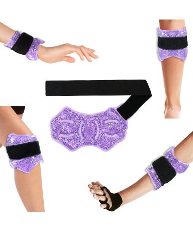 Ankle/Sport Foot Ice Therapy Wrap Hot Cold Ice Gel Pack with Adjustable Brace for Sprained Ankles Plantar Fasciitis Achilles tendonitis and Swelling Feet Microwaveable Freezable and Reusable Purple