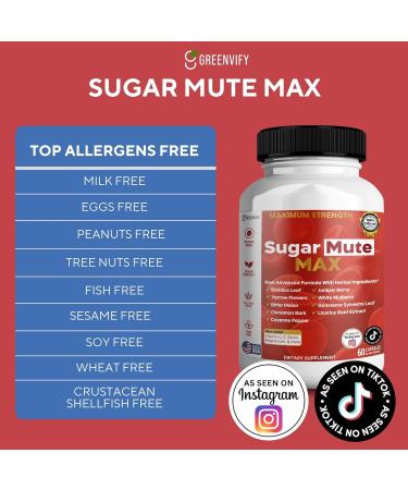 GREENVIFY Sugar Mute Max Blood Sugar Support 60 Veggie Capsules with Banaba Leaf Juniper Berry Vitamins & Herbs (3) - Buy Online on GoSupps.com