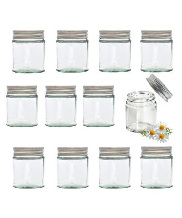 Elegant and Durable 30ml Clear Glass Jars with Airtight Silver Lids - Perfect for Candlemaking Storage DIY Beauty and Gifting - Heat-Resistant Refillable & Stylishly Compact (12)