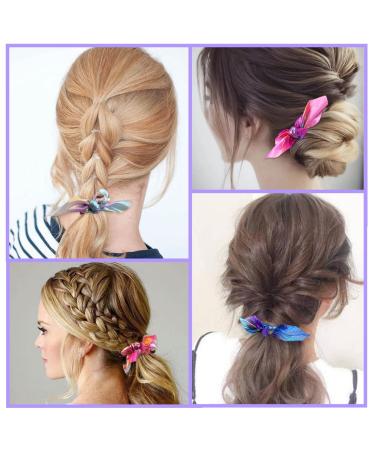 12 Pieces Rabbit Ear Hair Scrunchies for Women, Girls, Kids - Bow Knot Hair Ties Ponytail Holders - Buy Online on GoSupps.com