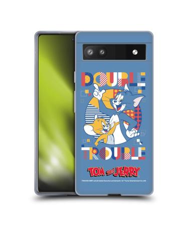 Head Case Designs Official Tom and Jerry Doppelter Aerger Color Bleck Soft Gel Handy Shell Capplating Compatible with Google Pixel 6a Google Pixel 6a Double Aerger