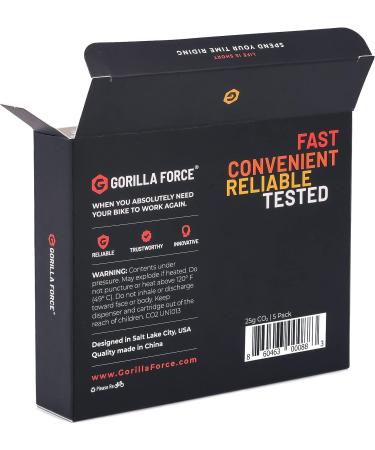 Gorilla Force 25g Threaded CO2 Cartridges - Value Pack of 5 for Bike Tire Inflators - Buy Online on GoSupps.com