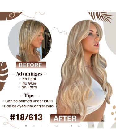 Hetto Microring Extensions - Real Hair Blonde & Ash Highlights | 35cm 50g Remy Microring Extensions #P18/613 #18/613 - Buy Online on GoSupps.com