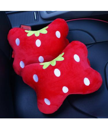 MissSoul 2Pcs Cute Red Strawberry Car Neck Pillows - Soft Comfortable Headrest Cushions for Driving - Buy Online on GoSupps.com