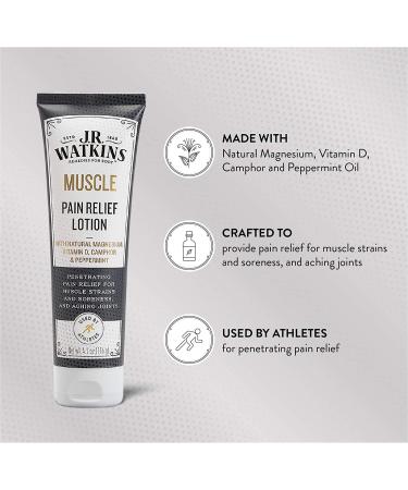 J.R. Watkins Muscle Pain Relief Lotion - Camphor & Natural Magnesium - 4.1oz - Buy Online on GoSupps.com