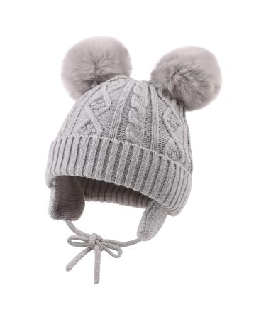 XIAOHAWANG Warm Kids Beanie Winter Knitted Baby Hat for Boys Girls Infant Toddler Toque with Pompom 6-24 Months Gray - Buy Online on GoSupps.com