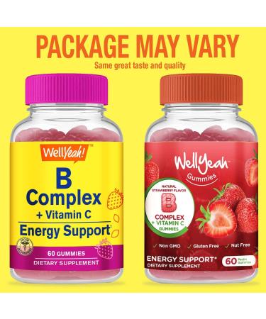 Vitamin B Complex Gummies with Vitamin C and Natural Flavors - 2 Month Supply - 60 Gummies | Non GMO & Gluten Free - Buy Online on GoSupps.com